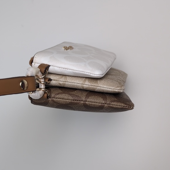 Coach CJ721 Corner Zip Trio In Signature Canvas Gold/Khaki Multi (Firm Price) - Picture 10 of 16